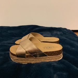 gold platform sandals